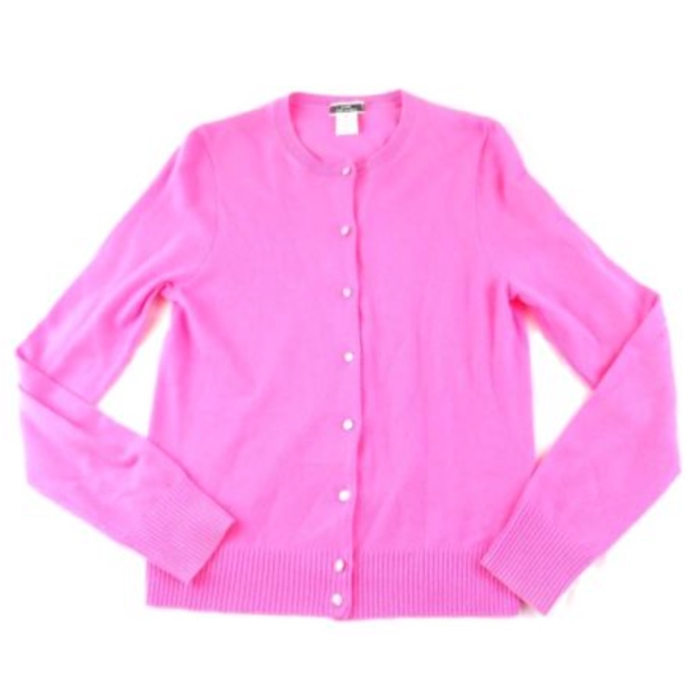 J Crew Hot Pink 100% Cashmere Cardigan Top